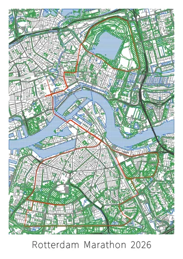 Made with GD Studio — Map of Rotterdam, The Netherlands with GPX route of the Marathon