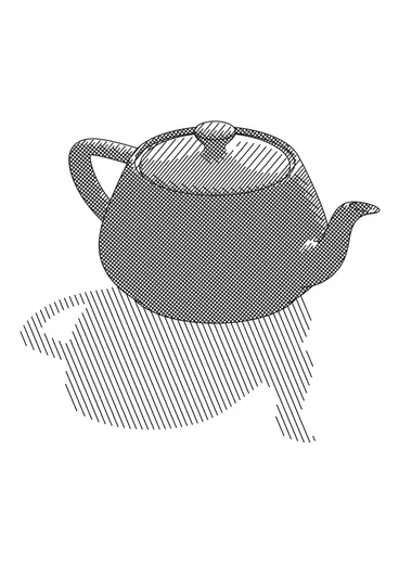 Made with GD Studio — 3D model with hatch shading, cast and ground shadows