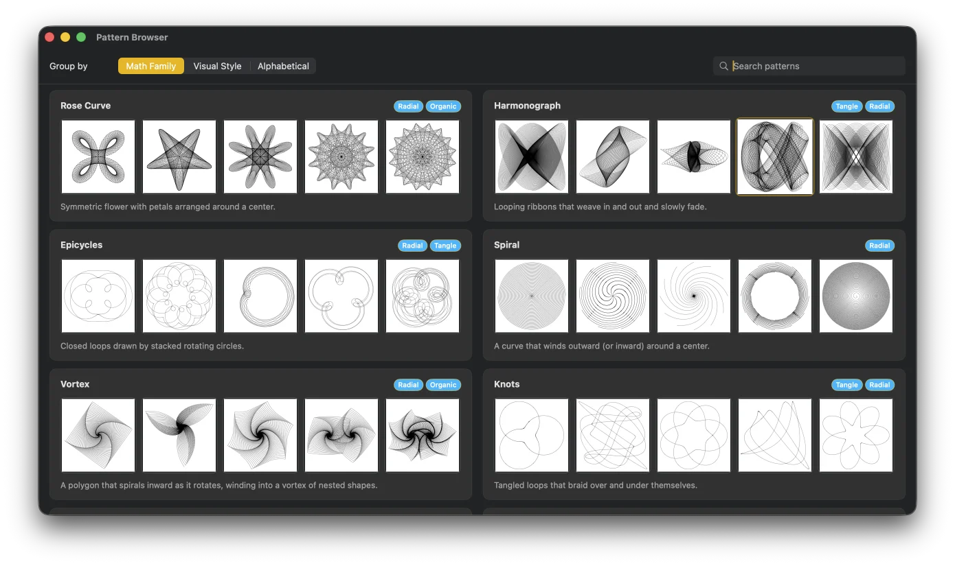 GD Studio welcome window with the Pattern Browser