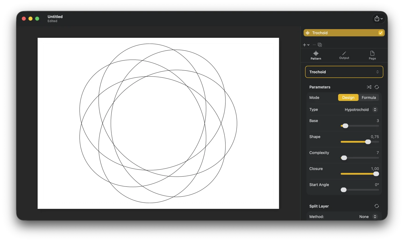 GD Studio Inspector Pattern tab with the canvas updating