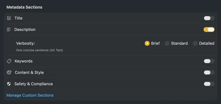 VisionTagger prompttemplate-configuratie voor consistente alt-tekst output