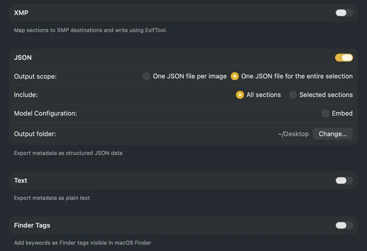 VisionTagger JSON-export met alt-tekst gekoppeld aan afbeeldingspaden