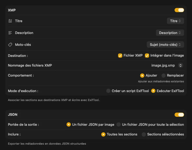 Exemple de configuration de publication VisionTagger