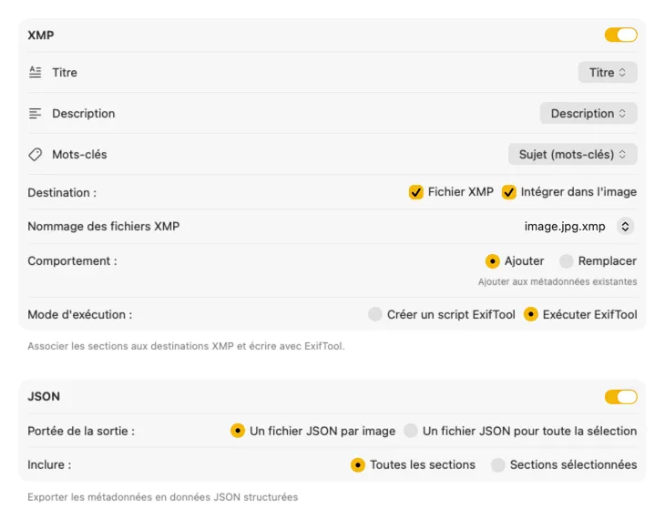 Exemple de configuration de publication VisionTagger