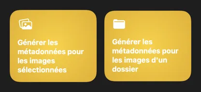 Intégration de VisionTagger avec Raccourcis montrant les actions d’automatisation
