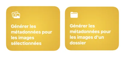 Intégration de VisionTagger avec Raccourcis montrant les actions d’automatisation