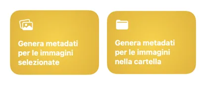 Integrazione di VisionTagger con Comandi Rapidi che mostra le azioni di automazione