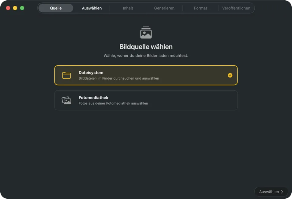 Bildquelle auswählen