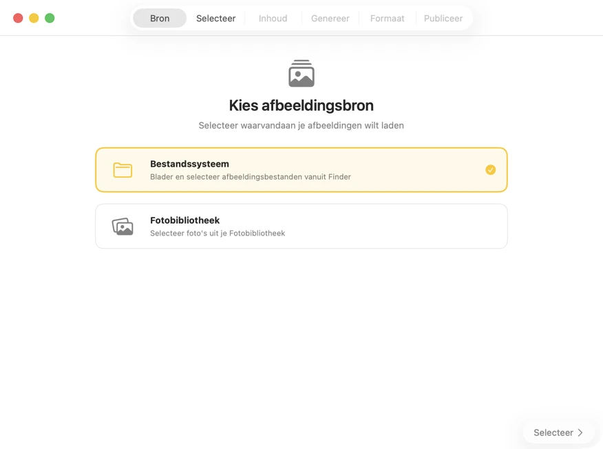 Selecteer afbeeldingsbron