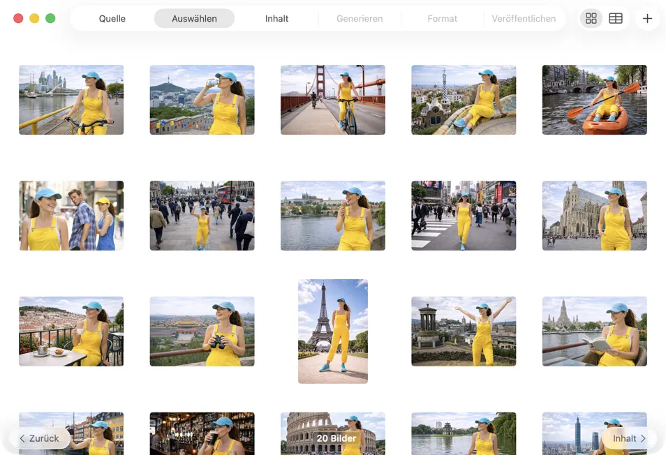 Bilder zur Verarbeitung auswählen
