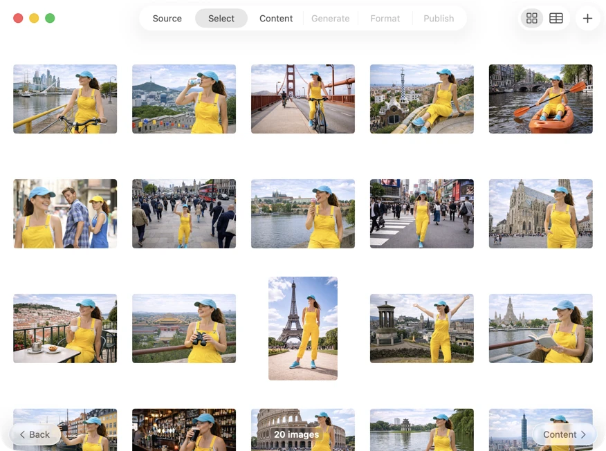 Select images to process